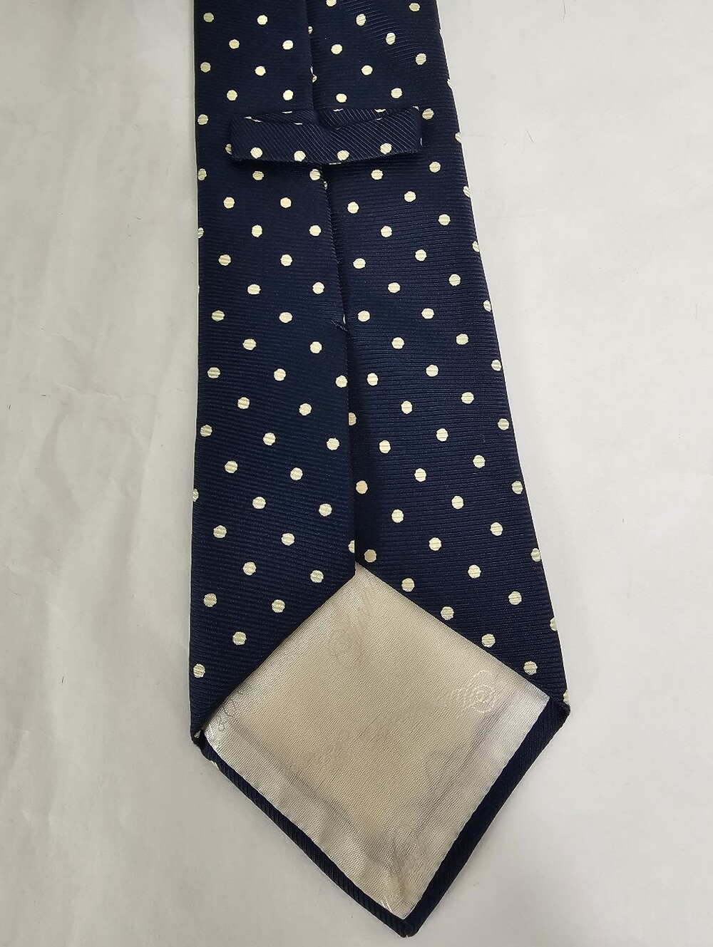 Turnbull & Asser Navy Cream Polka Dot 100% Silk Tie British Luxury - Picture 4 of 7